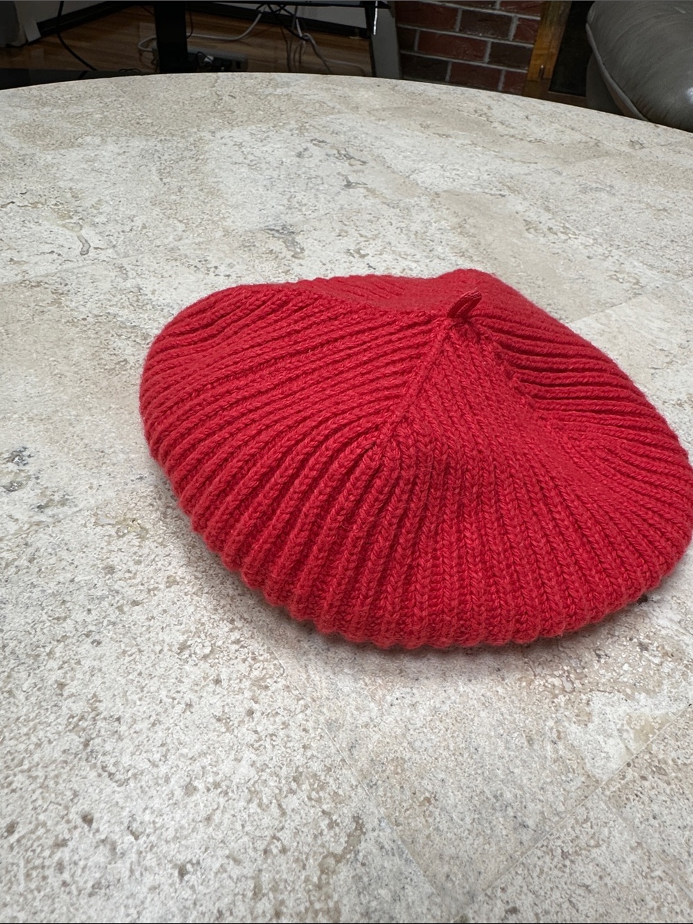 Janie and Jack Bright Red Ribbed Knit Baby Beret